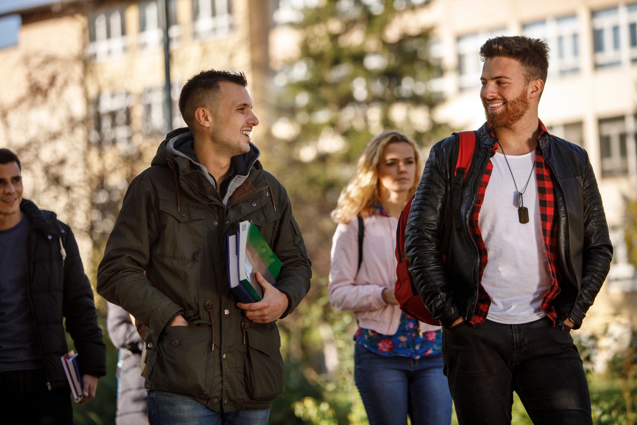Group of students walking on campus