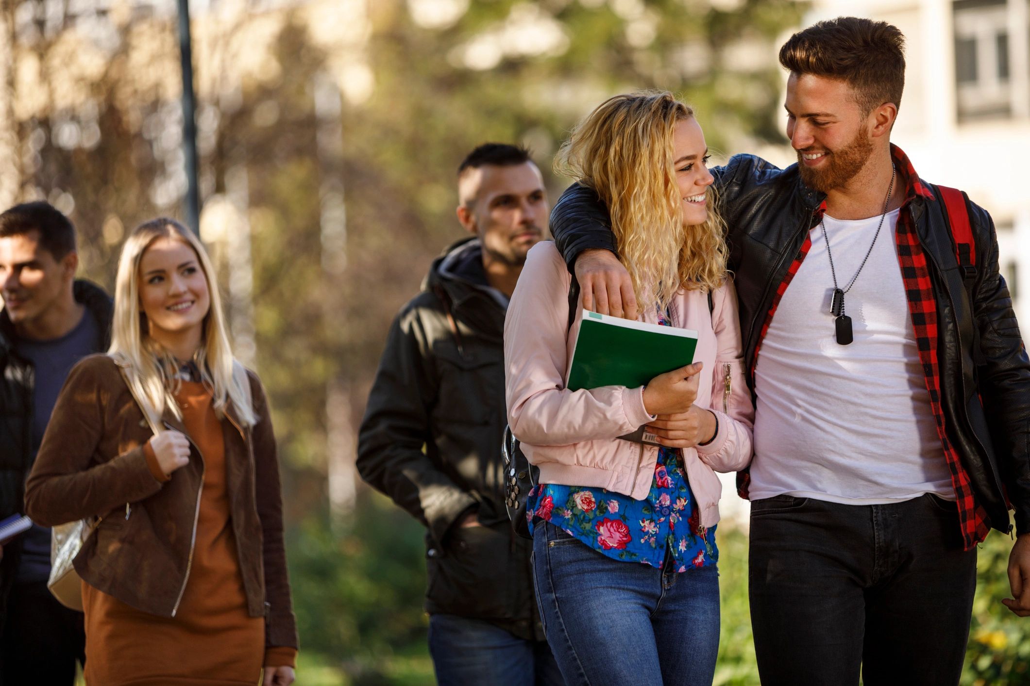 Students walking on a university campus