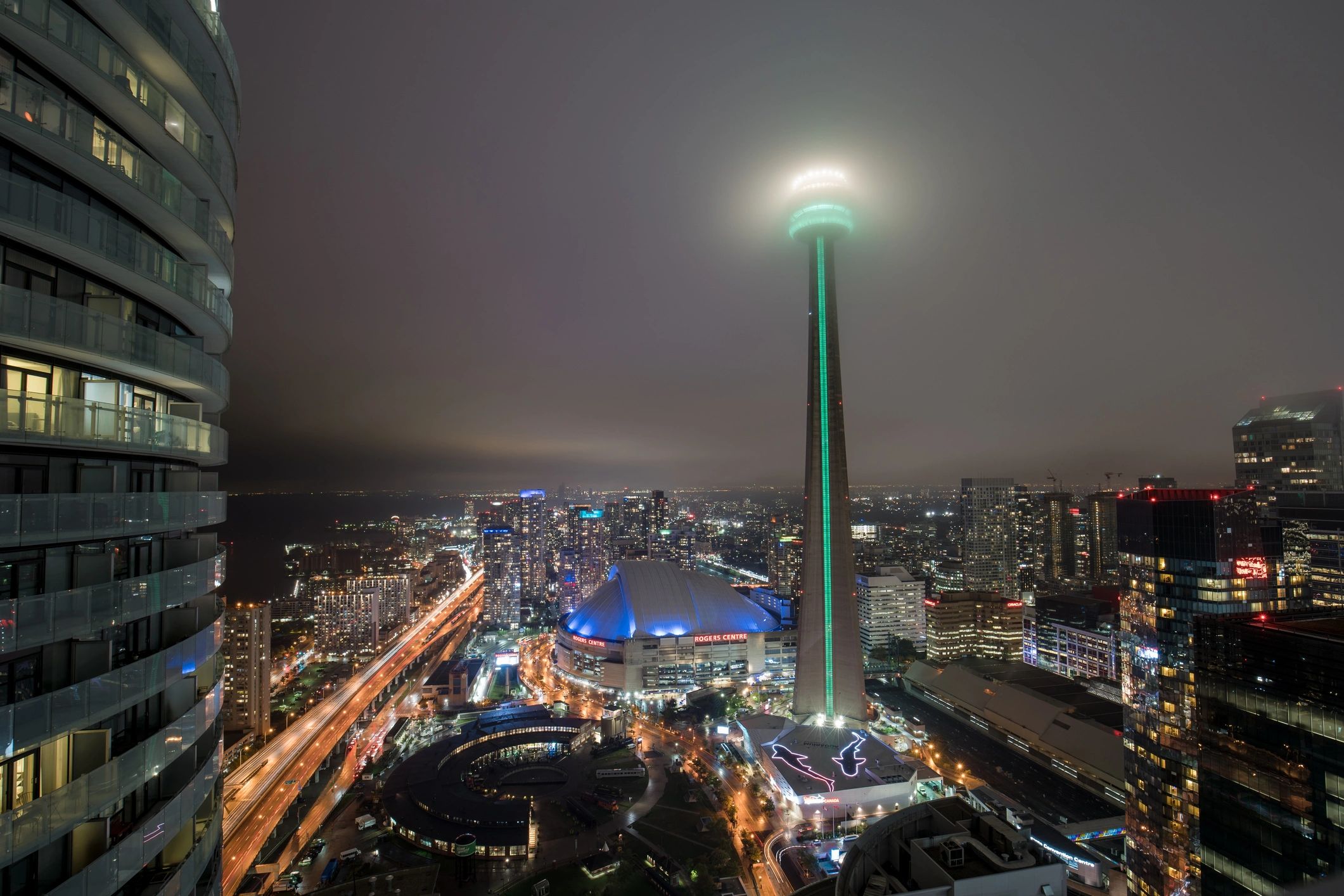 CN Tower and Toronto skyline at night