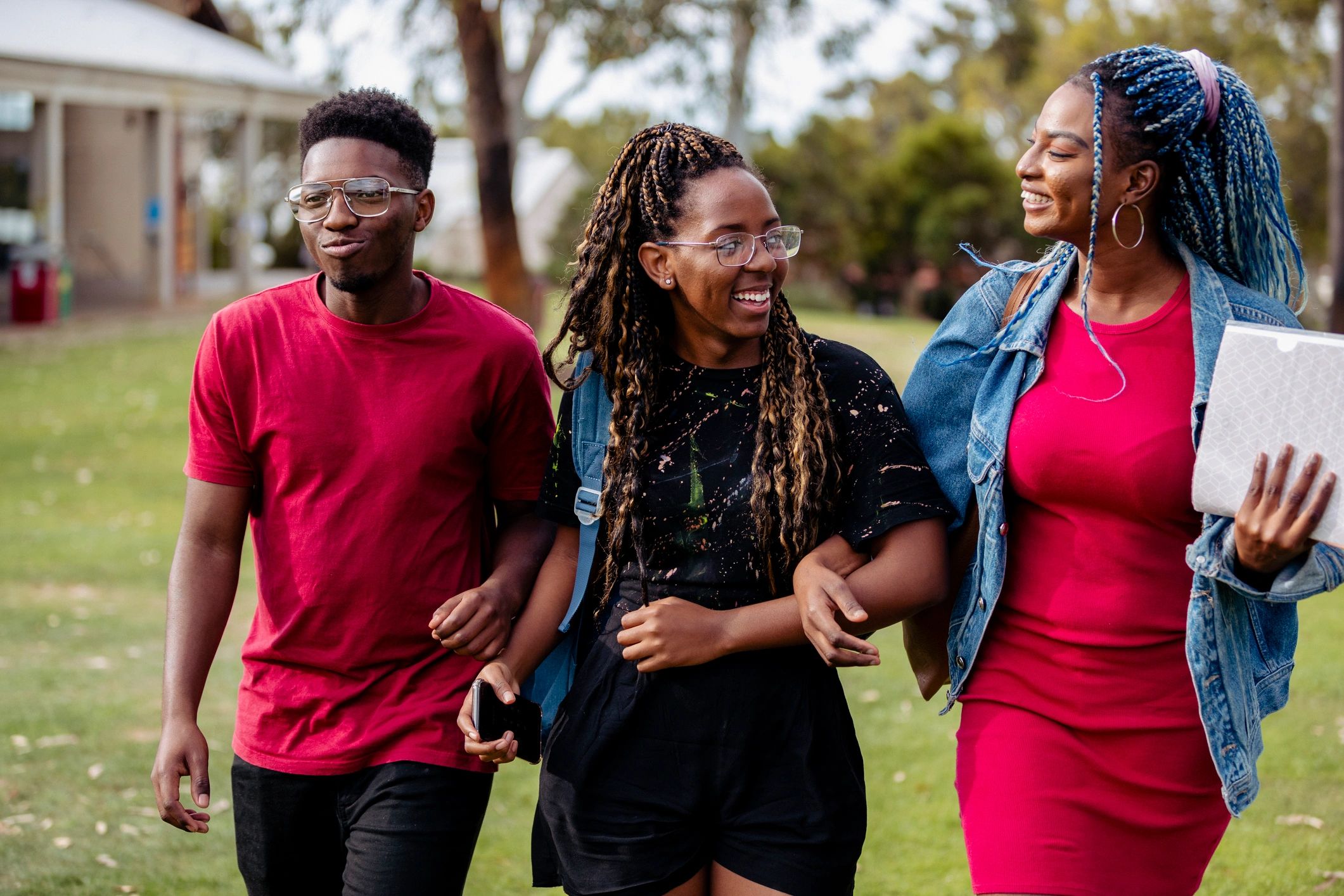 Students walking together on a university campus