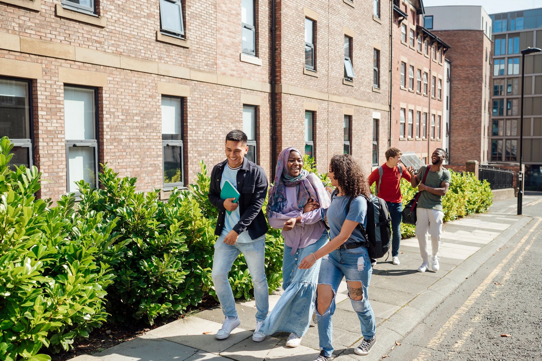University students walking together outdoors