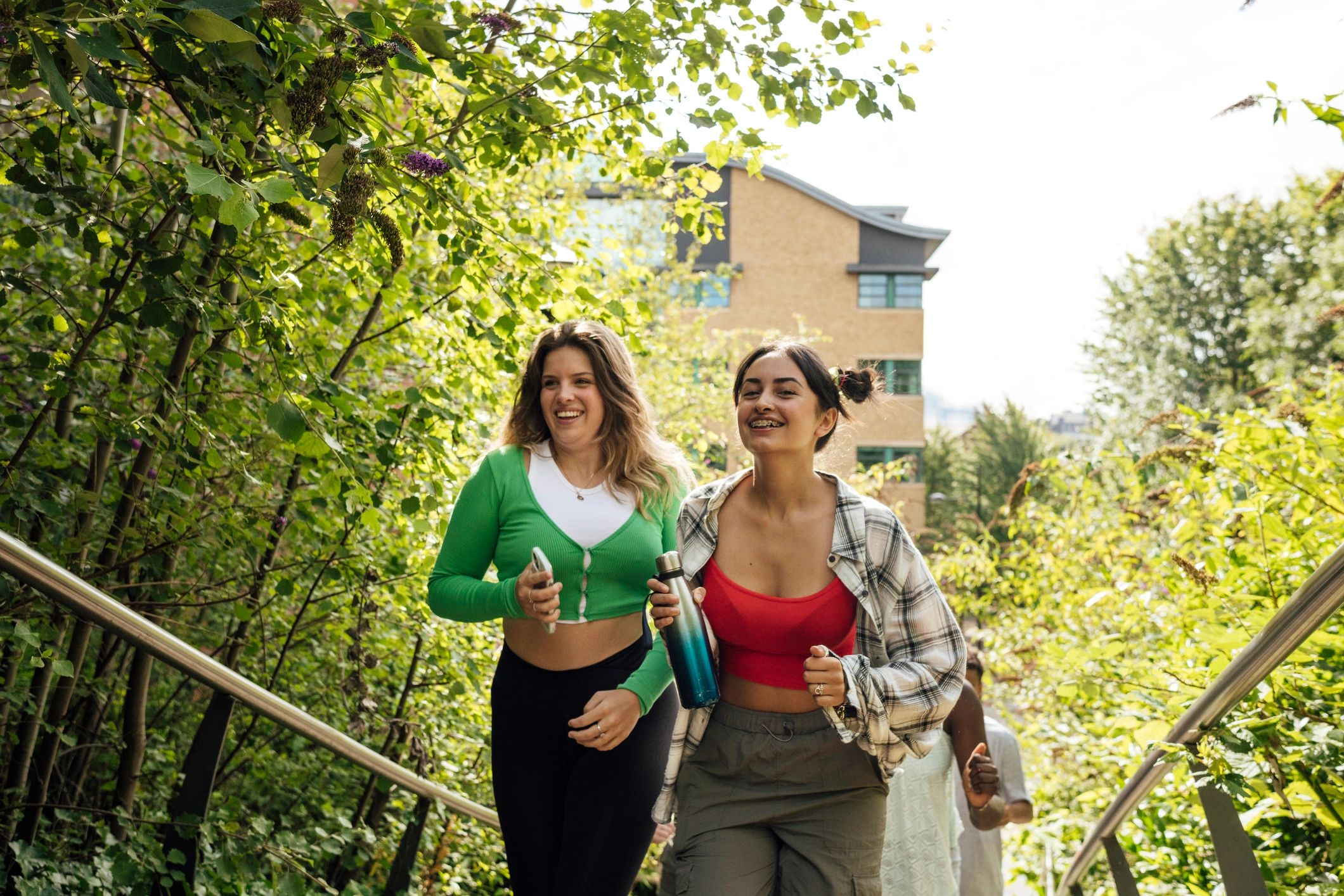 Group of students walking on campus