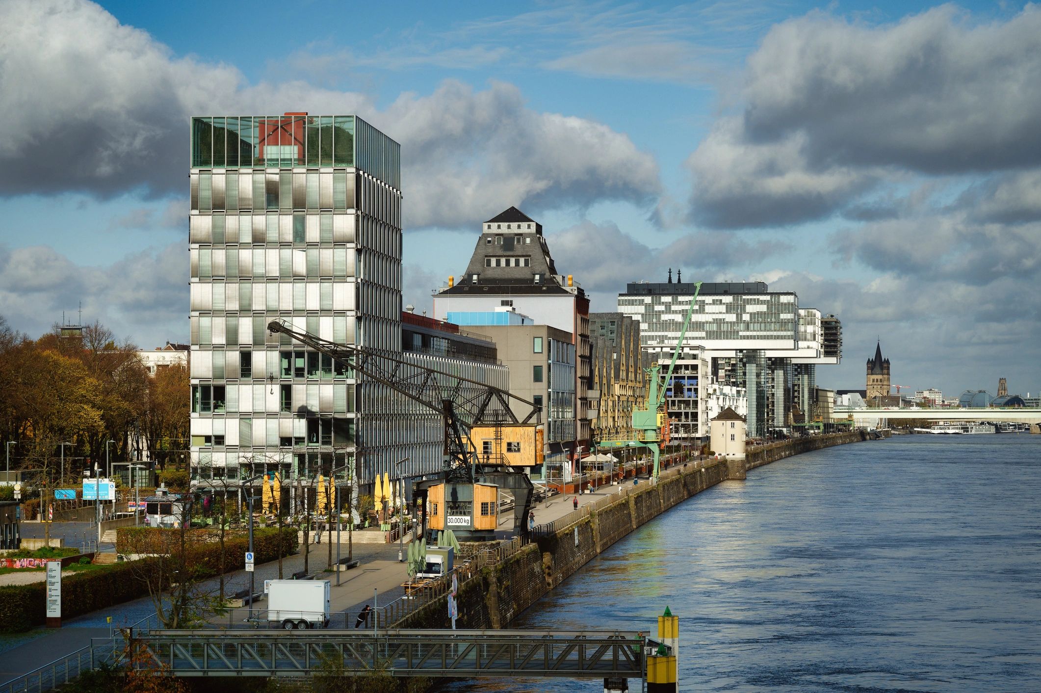 Modern and historic architecture along the Rhine in Cologne
