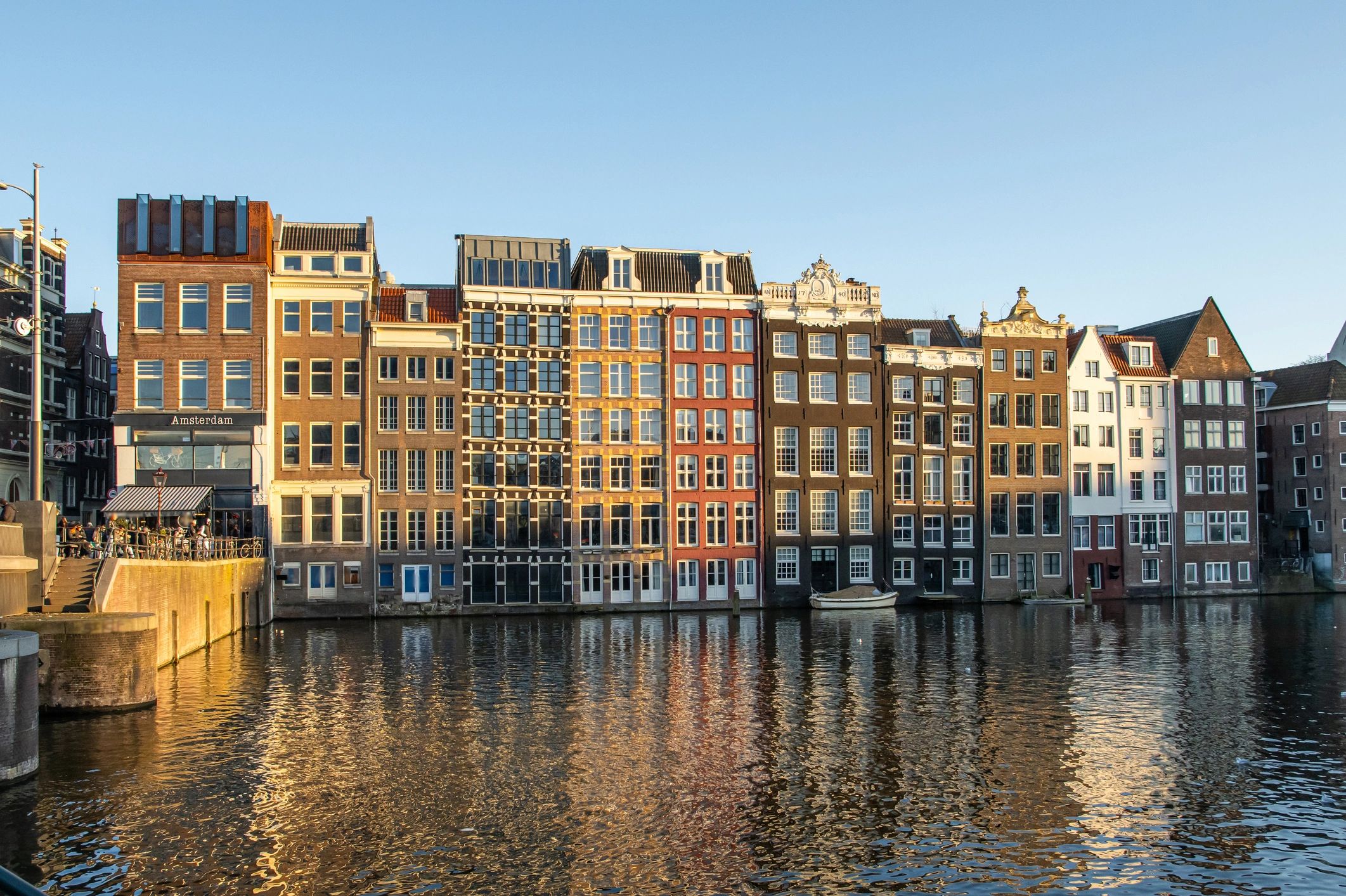 Amsterdam canal houses along the water
