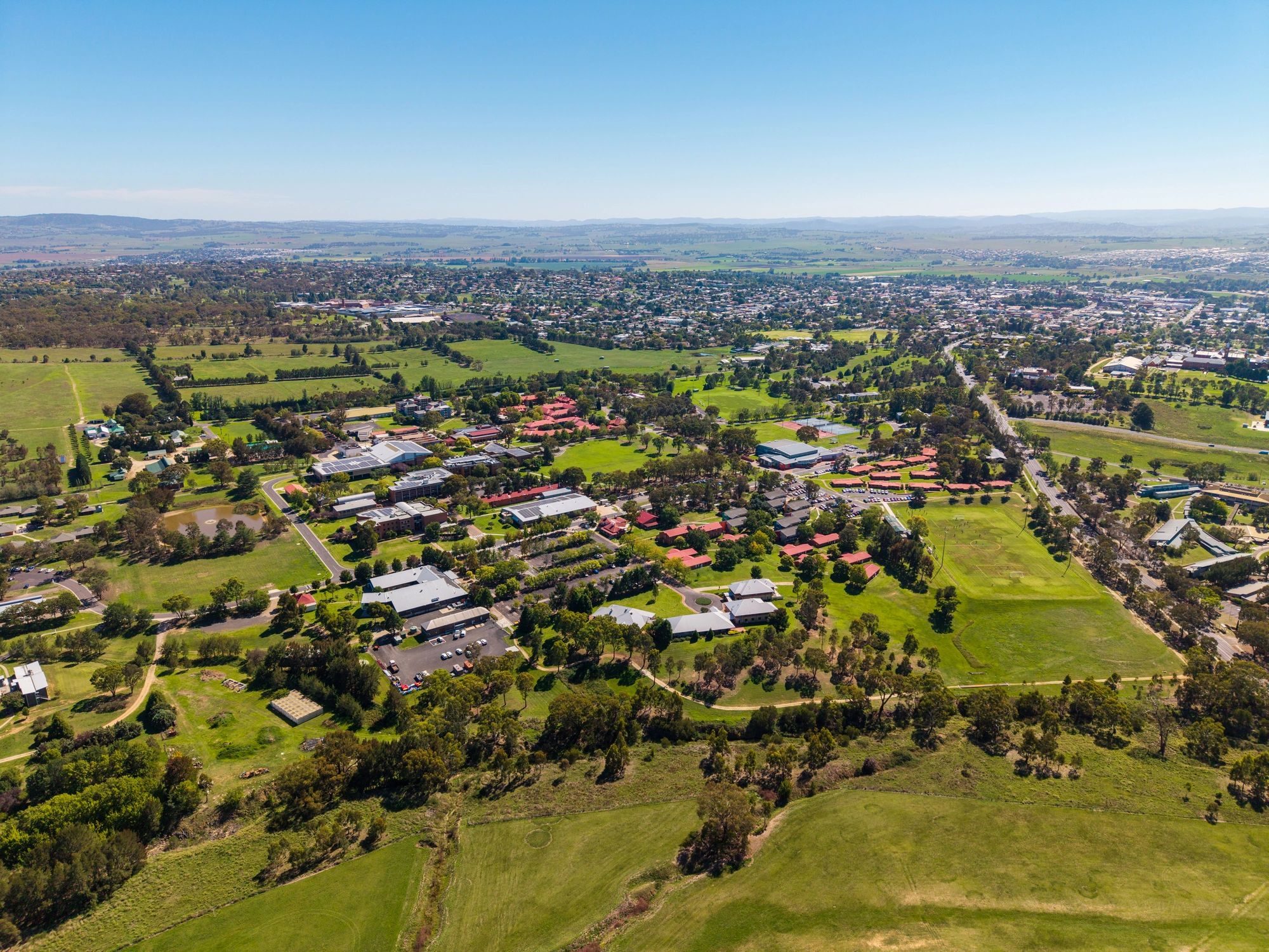 Aerial view of an Australian university campus